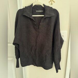 Black horizontally ribbed oversize sweater